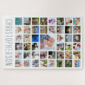 家族の写真のコラージュ名白 ジグソーパズル (横)