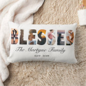 家族の写真のコラージュ賛美パーソナライズされた ランバークッション (ブランケット)