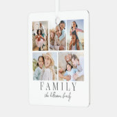 家族の写真のコラージュ　クリスマス メタルオーナメント (正面左)