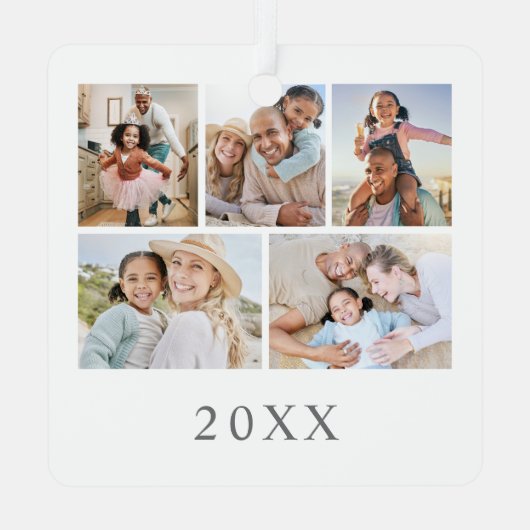 家族の写真のコラージュ　クリスマス メタルオーナメント (裏面)