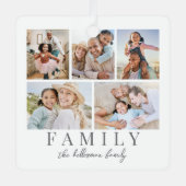 家族の写真のコラージュ　クリスマス メタルオーナメント (正面)