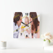 家族の写真の予算の特カッコいい別 スクエア壁時計 (ホーム)