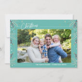 家族の写真の休日の葉クリスマスカード シーズンカード (正面)