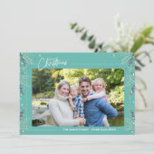 家族の写真の休日の葉クリスマスカード シーズンカード (スタンド正面)