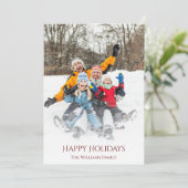 家族の写真の冬のシーンモダンクリスマス シーズンカード (スタンド正面)