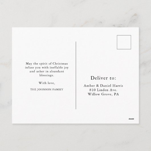 家族の写真の平和と地球のメリークリスマス シーズンポストカード (裏面)