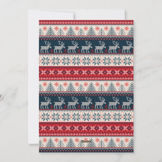 家族の写真の幾何学的クリスマス シーズンカード (裏面)