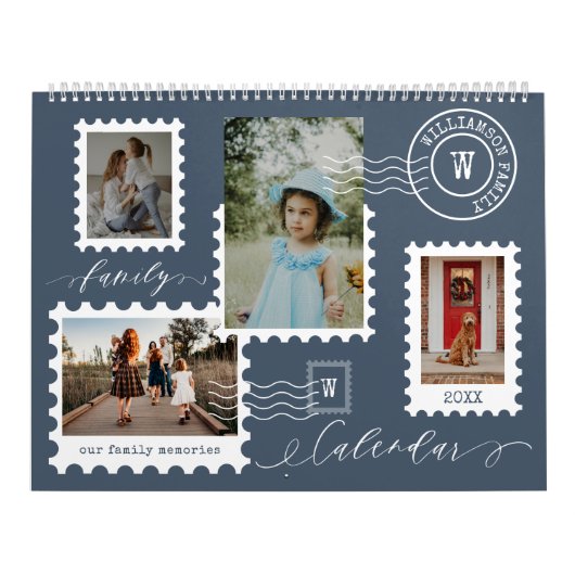 家族の写真の思い出おもしろい配送切手 カレンダー (カバー)