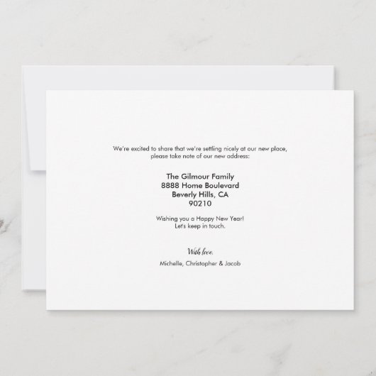 家族の写真の新しいアドレス新年の新しい家の移動 シーズンカード (裏面)