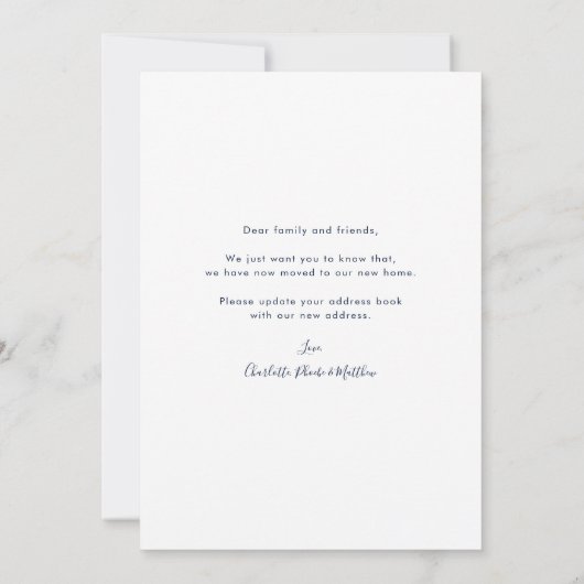 家族の写真の新しい住所の移動 案内状 (裏面)