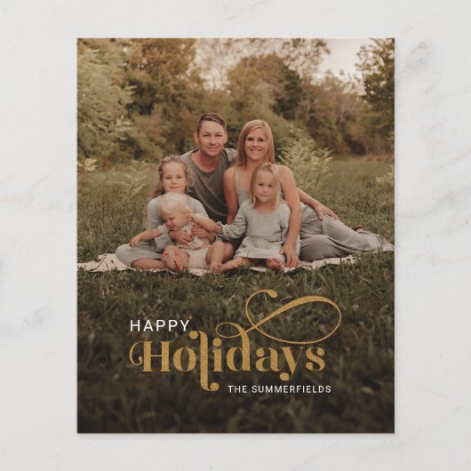 家族の写真の格子雪の結晶クリスマスカード (正面)