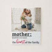 家族の写真の母の定義カスタムハート ジグソーパズル (縦)