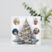 家族の写真の水の色クリスマスツリー シーズンカード (スタンド正面)