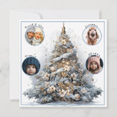 家族の写真の水の色クリスマスツリー シーズンカード (正面)