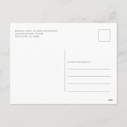 家族の写真の水の色メリー素朴クリスマス シーズンポストカード (裏面)