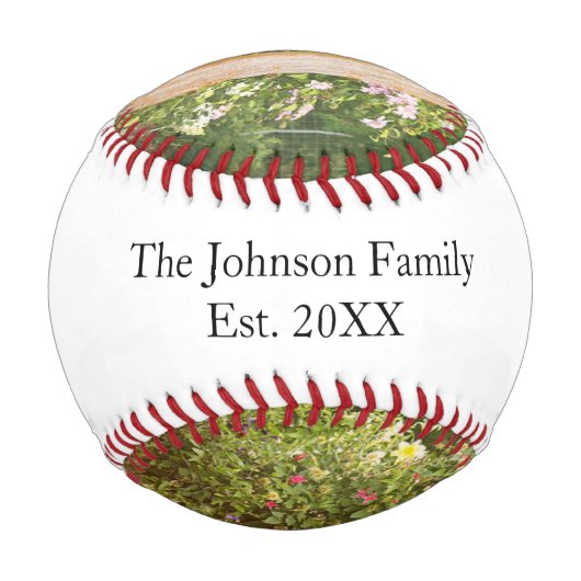 家族の写真の父とベビー 野球ボール (裏面)