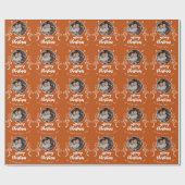 家族の写真の白い葉メリークリスマス ラッピングペーパー (フラット)