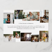 家族の写真の瞬間に囲まれた私たちの年クリスマス 箔シーズンカード (裏面)