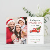 家族の写真の素晴らしい時間レッドクリスマストラック シーズンカード (スタンド正面)