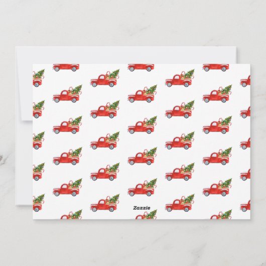 家族の写真の素晴らしい時間レッドクリスマストラック シーズンカード (裏面)