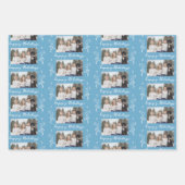 家族の写真の葉クリスマスハッピーホリデーブルー ラッピングペーパーシート (正面2)