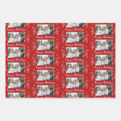 家族の写真の葉クリスマスハッピーホリデーレッド ラッピングペーパーシート (正面)