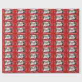 家族の写真の葉クリスマスハッピーホリデーレッド ラッピングペーパー (フラット)