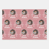 家族の写真の葉メリークリスマス ラッピングペーパーシート (正面3)