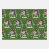 家族の写真の葉メリークリスマス ラッピングペーパーシート (正面2)