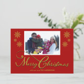 家族の写真の雪の結晶クリスマスカード シーズンカード (スタンド正面)