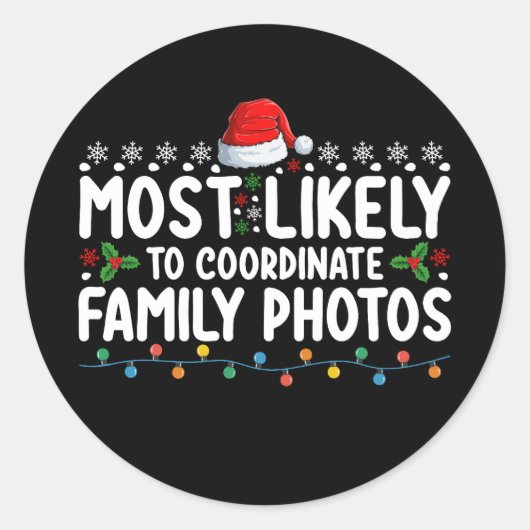 家族の写真をコーディネートする可能性が最も高いクリスマス ラウンドシール (正面)