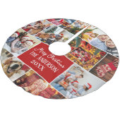 家族の写真をパーソナライズする名前メリークリスマス ブラッシュドポリエステルツリースカート (アングル)