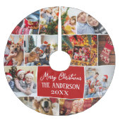 家族の写真をパーソナライズする名前メリークリスマス ブラッシュドポリエステルツリースカート (正面)