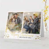家族の写真を使ったクリスマスカード ゴールドのコンフェッティカード カード (黄色い花)