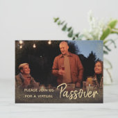 家族の写真を使ったバーチャルペサハ招待状 招待状 (スタンド正面)