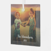 家族の写真を個人的なクリスマスに作成する ガラスオーナメント (正面左)