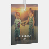 家族の写真を個人的なクリスマスに作成する ガラスオーナメント (正面右)