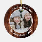 家族の写真を個人的なクリスマスに作成する セラミックオーナメント (正面)