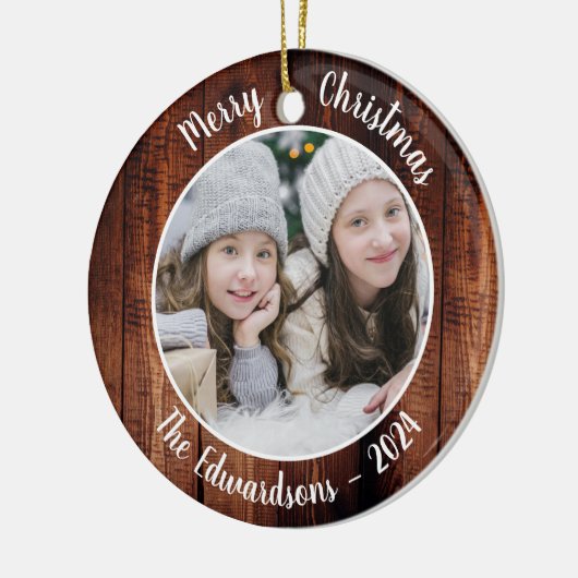 家族の写真を個人的なクリスマスに作成する セラミックオーナメント (左)