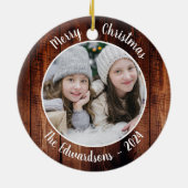 家族の写真を個人的なクリスマスに作成する セラミックオーナメント (裏面)