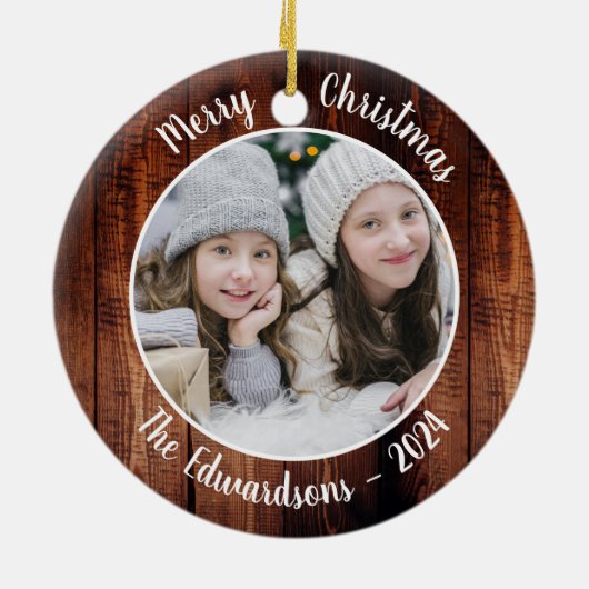 家族の写真を個人的なクリスマスに作成する セラミックオーナメント (裏面)