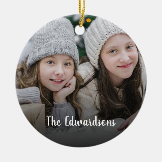 家族の写真を個人的なクリスマスに作成する セラミックオーナメント (正面)