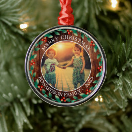 家族の写真を個人的なクリスマスに作成する メタルオーナメント