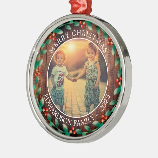 家族の写真を個人的なクリスマスに作成する メタルオーナメント (左)