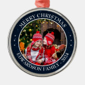 家族の写真を個人的なクリスマスに作成する メタルオーナメント (正面)
