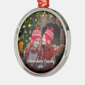 家族の写真を個人的なクリスマスに作成する メタルオーナメント (左)