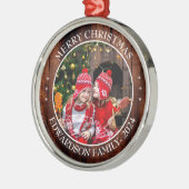 家族の写真を個人的なクリスマスに作成する メタルオーナメント (左)