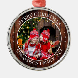 家族の写真を個人的なクリスマスに作成する メタルオーナメント