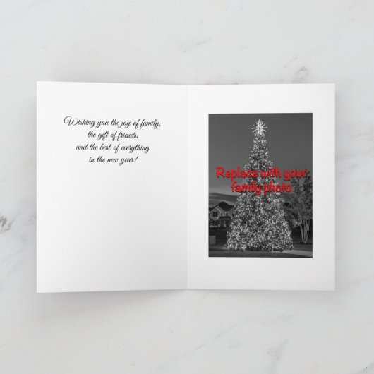 家族の写真を入れて, デコレーションされた木, シーズンカード (内部)