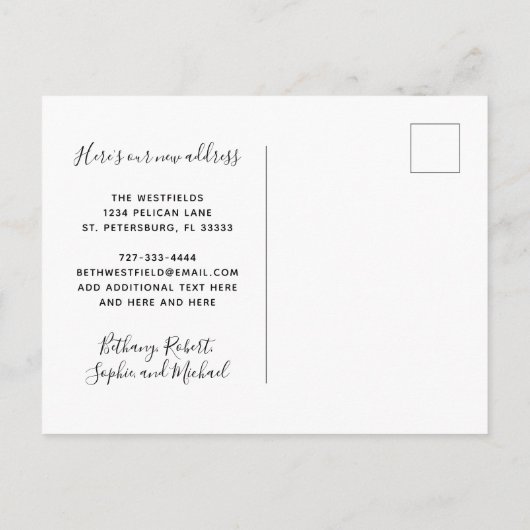 家族の写真を新しいアドレスに移動 案内ポストカード (裏面)